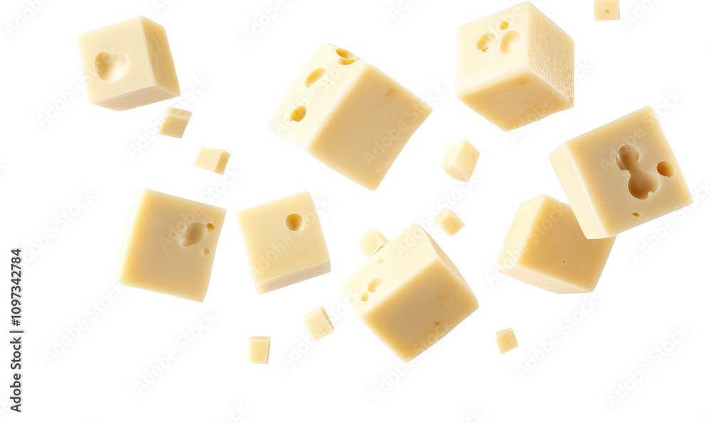 Obraz premium pieces of cheese on white background