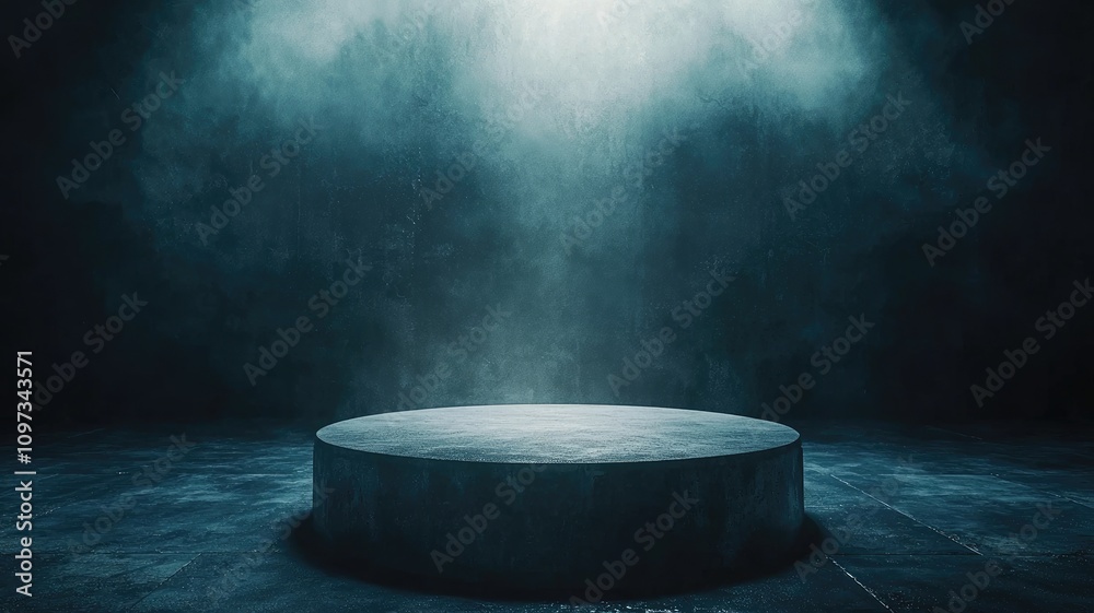 Concrete Platform Under a Blue and White Light Beam Concrete Platform Under a Blue and White Light Beam