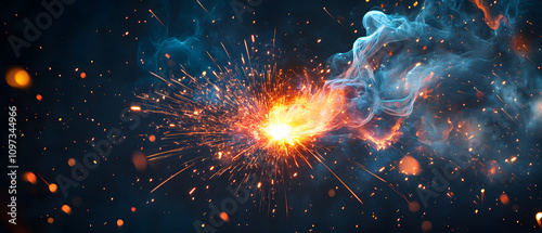 Wallpaper Mural worker while doing a welding with arc welder welding or welding Sparks for background, Backdrop and manufacturing. Torontodigital.ca
