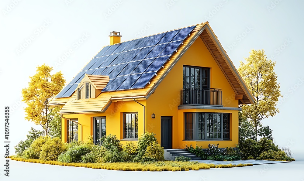 the house and solar panels on the roof. The concept of an energy-efficient home. 3D illustration design,
the house and solar panels on the roof. The concept of an energy-efficient home. 3D illustration design,