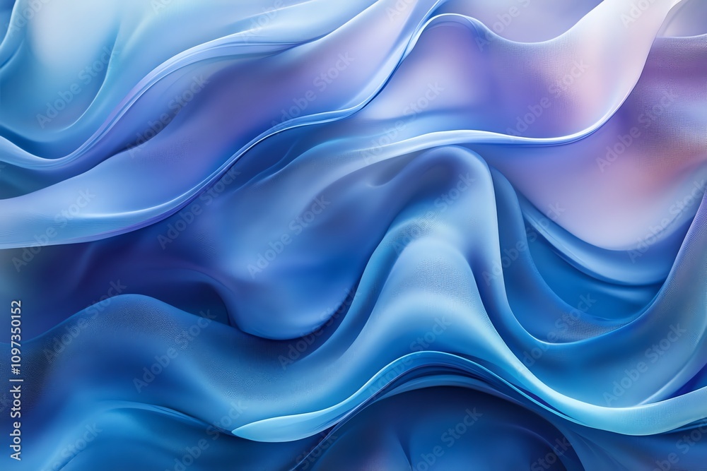 Obraz premium Abstract waves of blue fabric create a smooth, flowing texture.