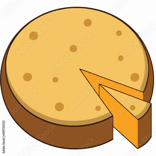 Delicious Round Cheese Wheel with Perfect Slice Cut Out