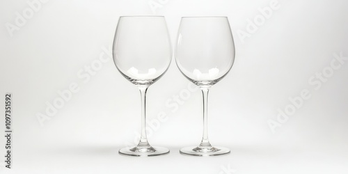 Elegant Empty Champagne Flutes on White