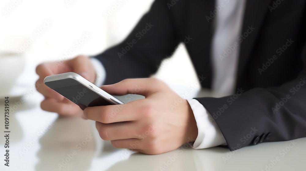 Businessperson using smartphone device at work Businessperson using smartphone device at work