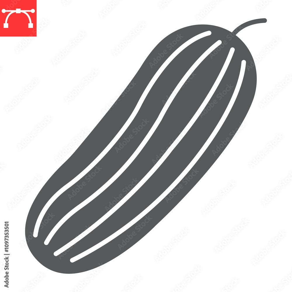Cucumber glyph icon, fresh and vegetable, cucumber vector icon, vector graphics, editable stroke solid sign, eps 10