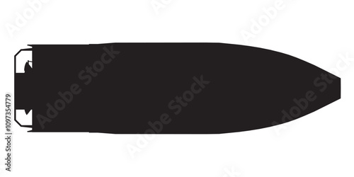 Silhouette warship icon. Military ship and naval vessel. Isolated vector image. Top view