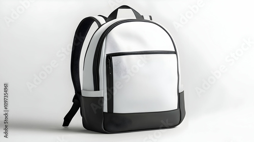 White and black backpack isolated on white background.