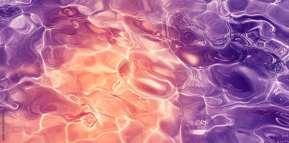 Fototapeta premium Abstract water surface with vibrant purple and orange hues, creating a soothing visual effect.