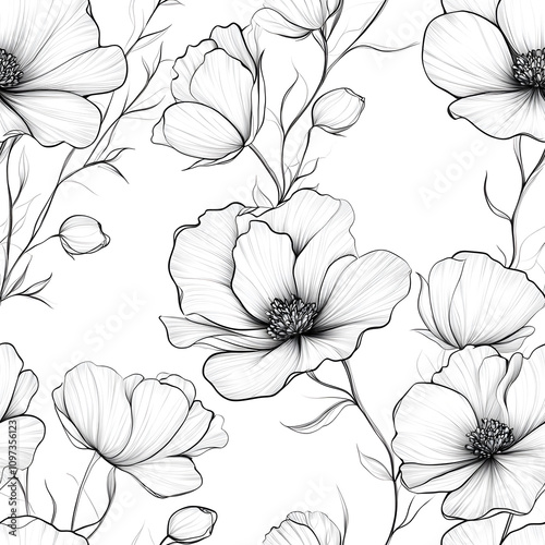 Floral flowers and beautiful colorful leaves wallpaper seamless pattern for interior decoration or background.