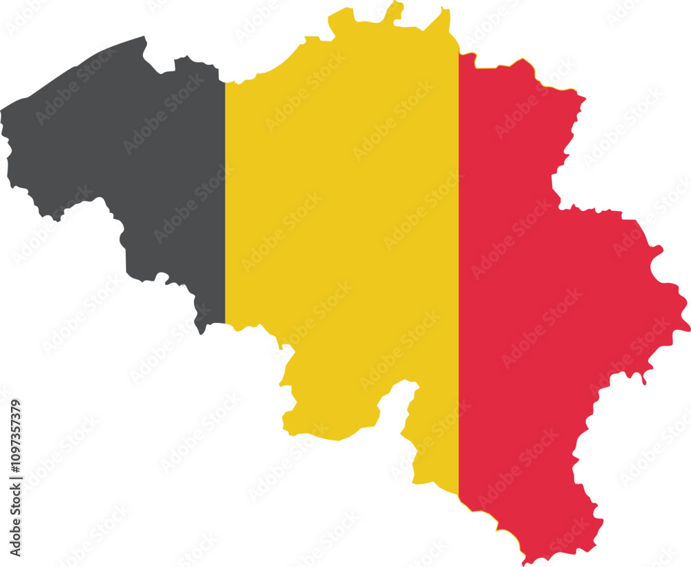Map of Belgium with National Flag Overlay Map of Belgium with National Flag Overlay