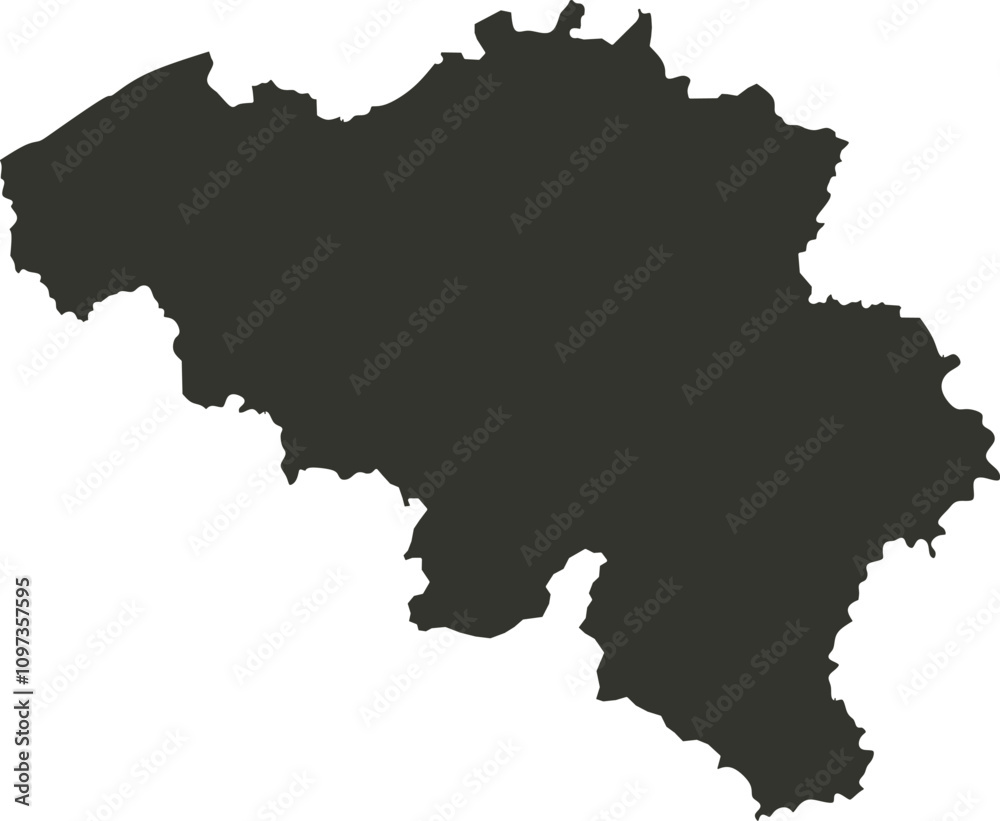 Obraz premium Black shadow map of Belgium