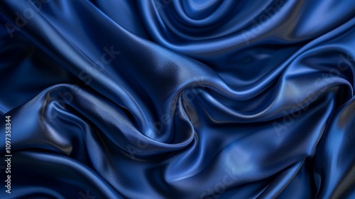 Royal blue silk cloth with elegant waves and luxurious texture