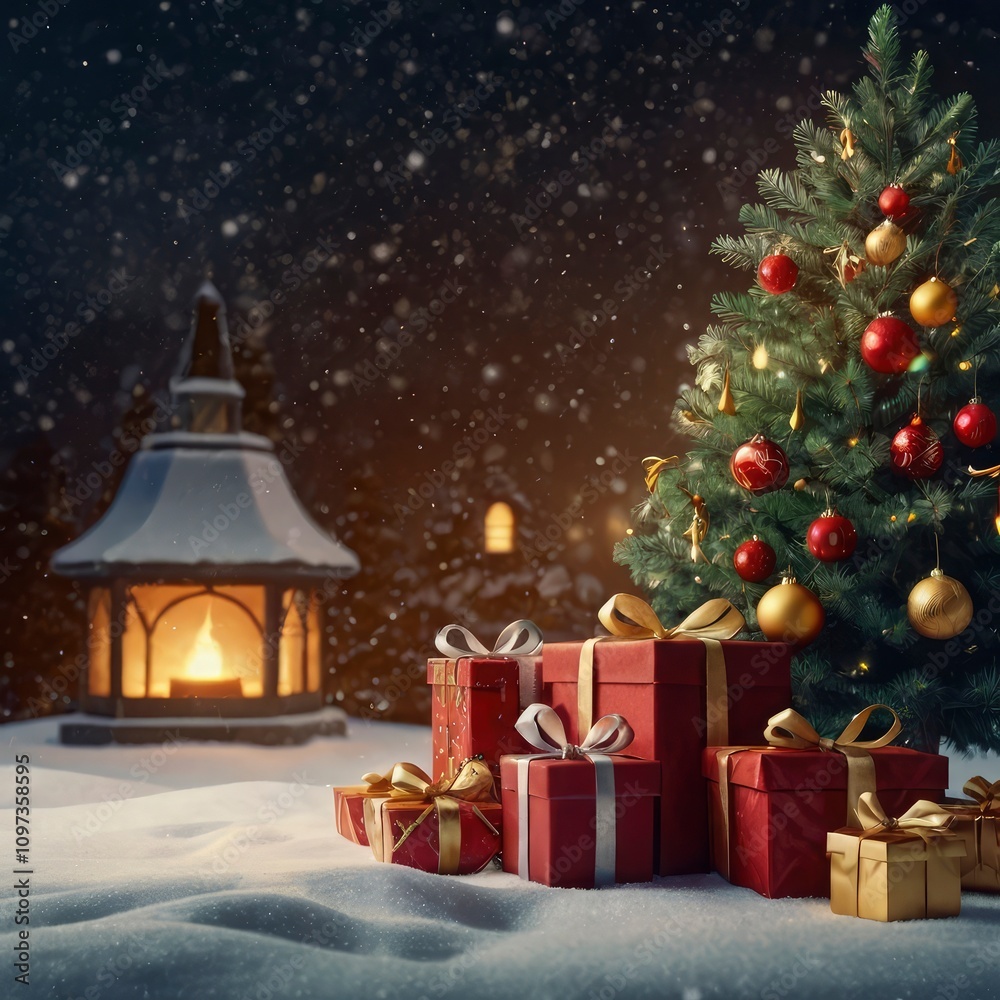 Christmas house in the woods