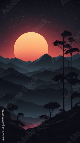4K Night Landscape Wallpaper, Android IOS Background, Mobile Phone Night Wallpaper