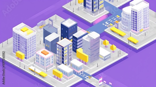 Isometric Cityscape Illustrating Modern Urban Development