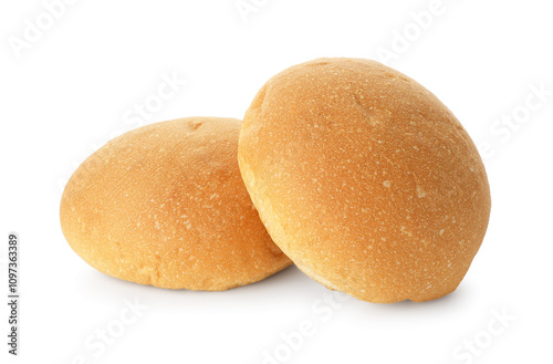 Two fresh tasty buns isolated on white