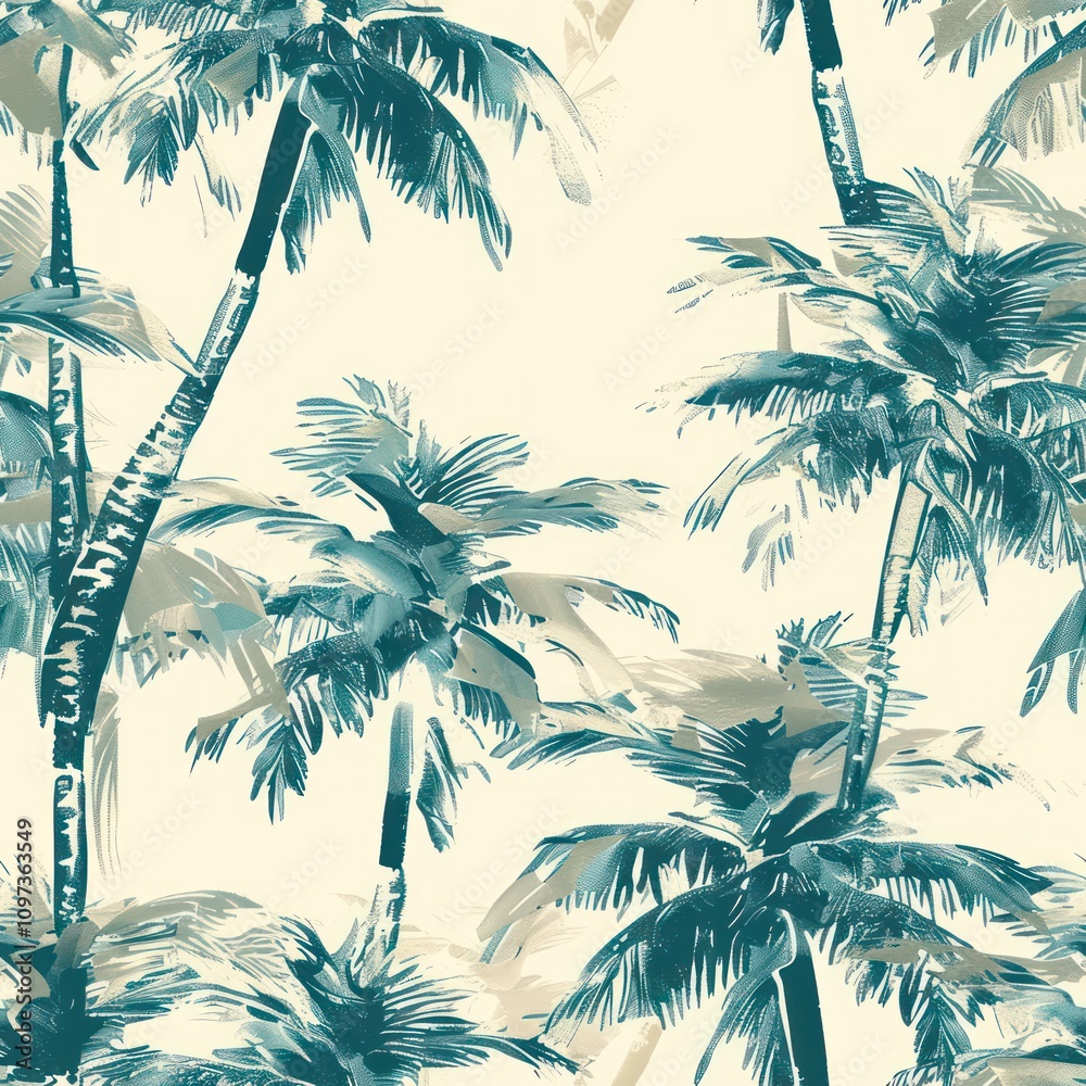 seamless tropical palm tree fabric background 
By Generated AI