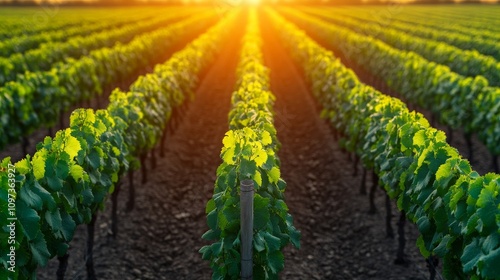 Golden Hour Vineyard Rows  photo