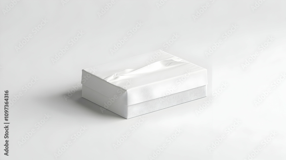 White gift box with a fabric ribbon, isolated on a white background. White gift box with a fabric ribbon, isolated on a white background.