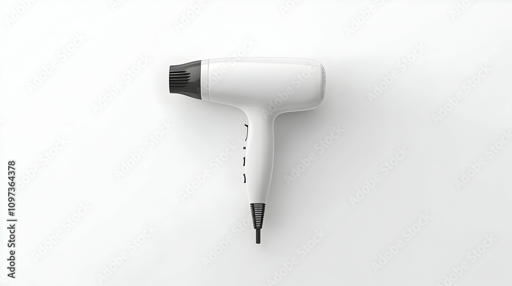 White hair dryer on white background. White hair dryer on white background.