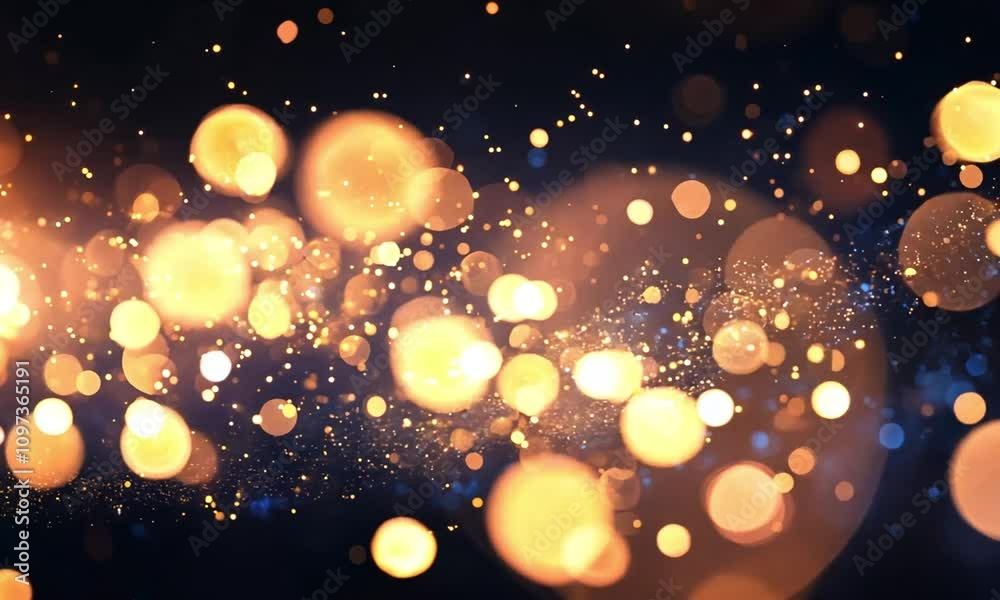 Abstract Background with Glowing Orange and Blue Bokeh Lights on a Dark Background