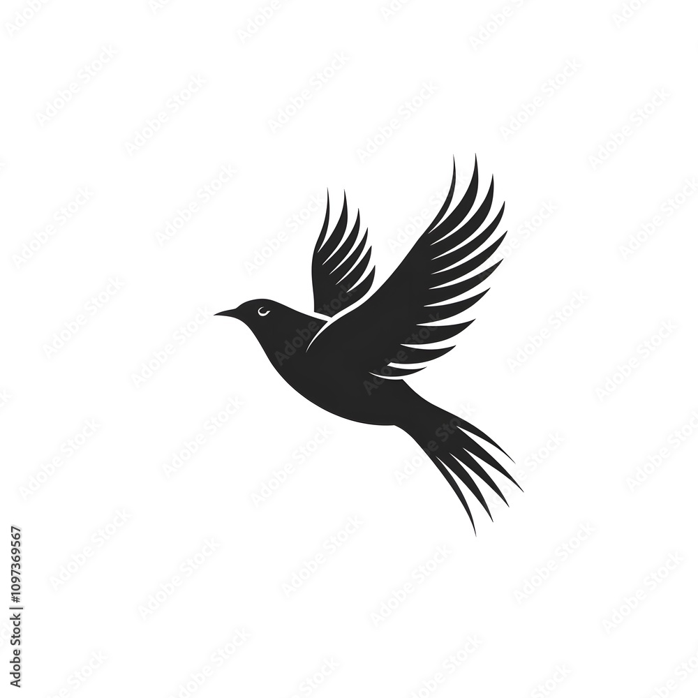Black Silhouette of a Bird in Flight Black Silhouette of a Bird in Flight