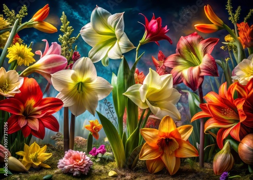 Botanical Beauty: Amaryllis, Daffodils & Lilies in Artistic Light