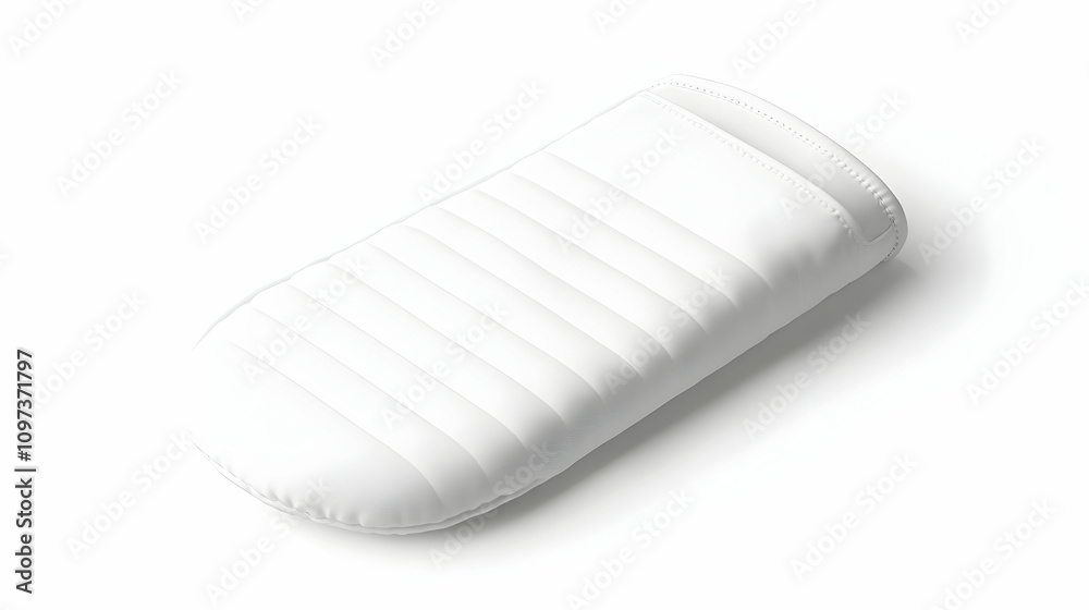 White quilted sleeping bag isolated on white background.