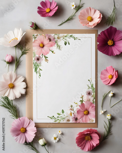 Beautiful wedding invite featuring delicate flowers.