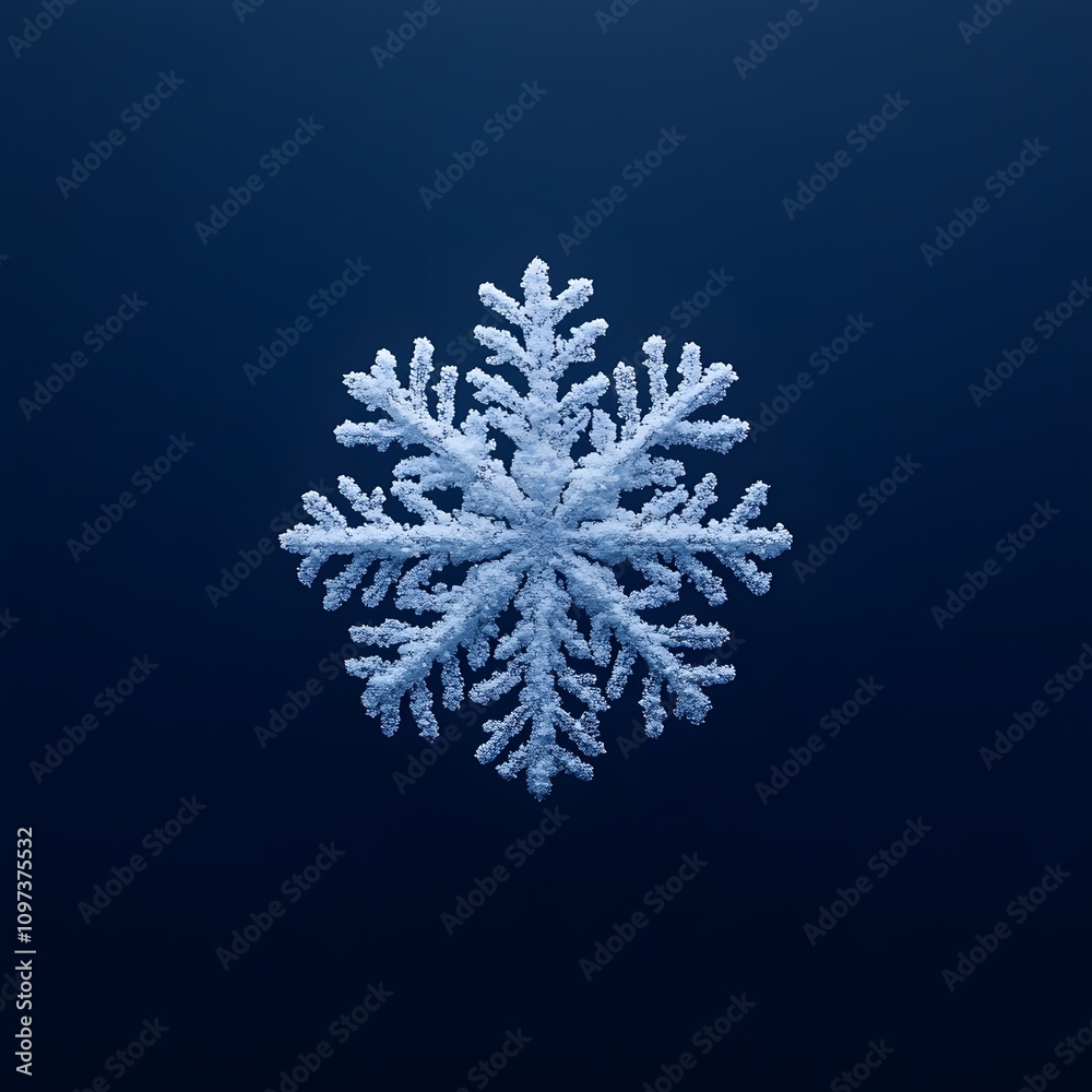 White Snowflake on a Deep Blue Background