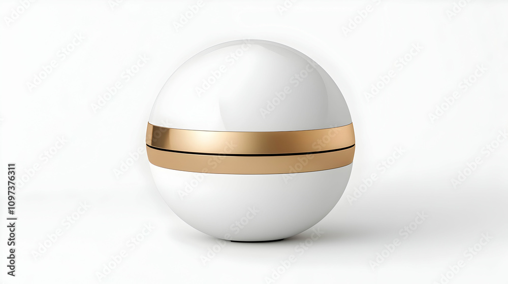 White sphere with gold band, isolated on white background. White sphere with gold band, isolated on white background.
