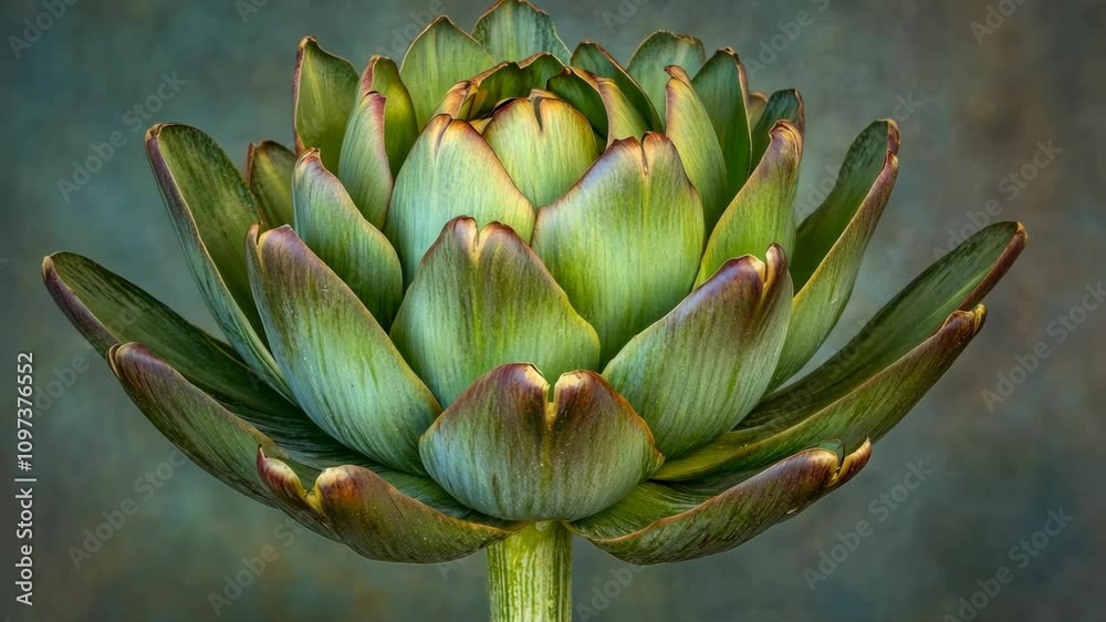 Artichoke with intricate layered petals on a textured background showcasing nature's beauty Artichoke with intricate layered petals on a textured background showcasing nature's beauty