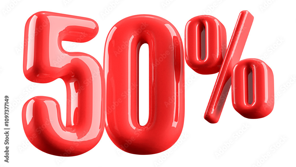 50 Percent Off Discount Red Number 3D Illustration 50 Percent Off Discount Red Number 3D Illustration