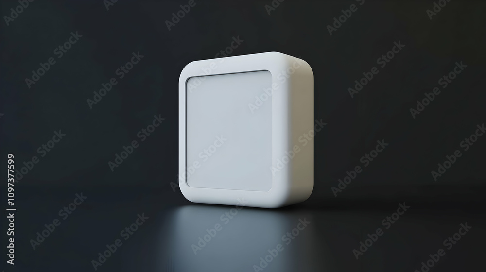 White square mockup on dark background, 3D render. White square mockup on dark background, 3D render.