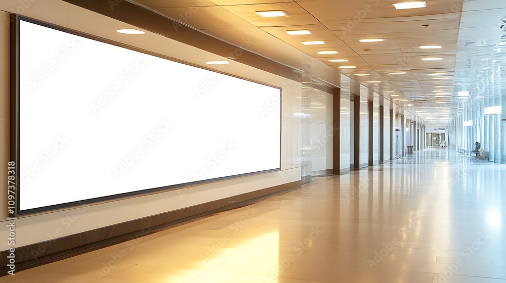 Blank Advertisement Sign In Modern Building Hallway Blank Advertisement Sign In Modern Building Hallway