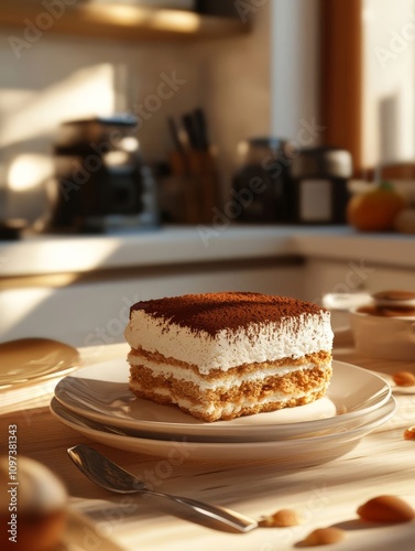 Cake shop, delicious tiramisu cake, Italian desserts.