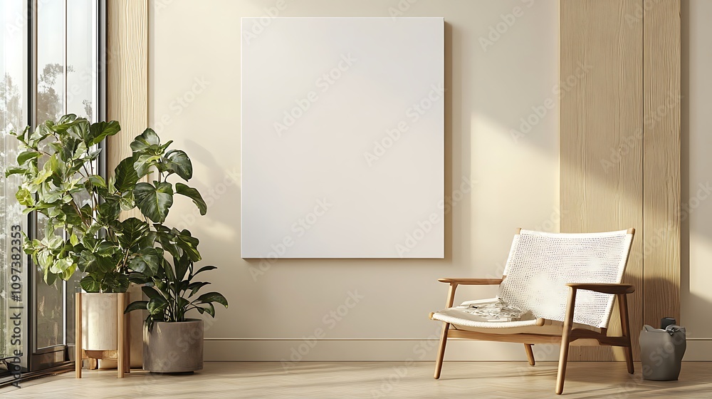 Minimalist Room Decor Featuring A Blank Canvas And Plants Minimalist Room Decor Featuring A Blank Canvas And Plants