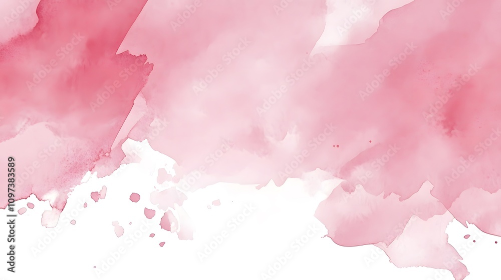 Soft pink watercolor background with abstract brush strokes and splashes.