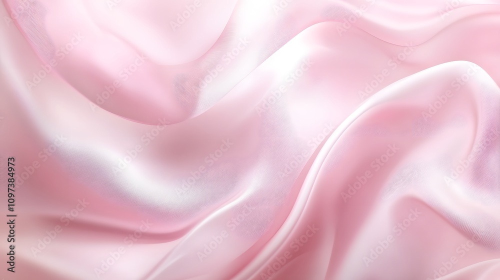 Fototapeta premium Soft pink silk fabric flowing gracefully in gentle waves.