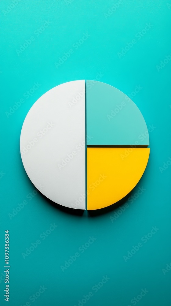Fototapeta premium Vibrant minimalistic pie chart design in blue