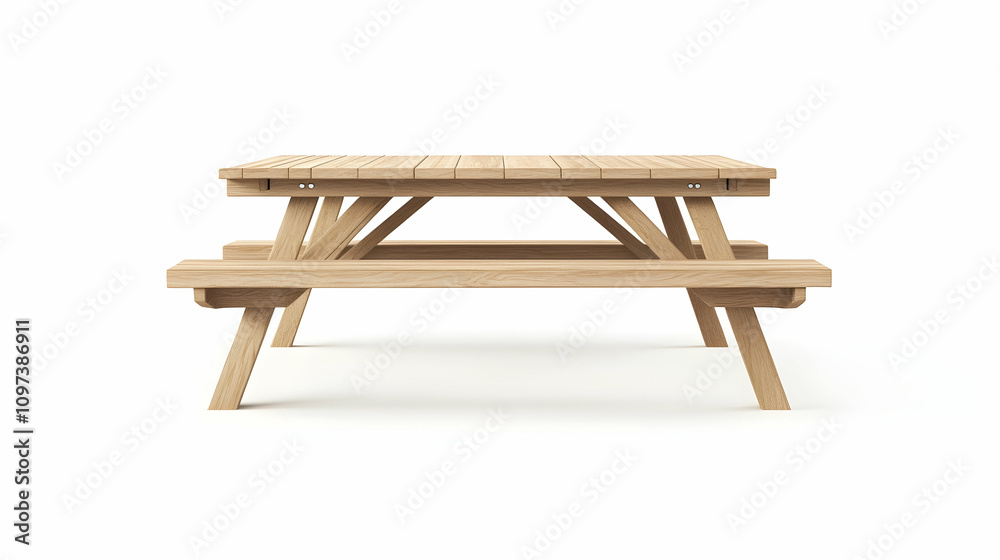 Wooden picnic table with benches isolated on white background. (1) Wooden picnic table with benches isolated on white background. (1)