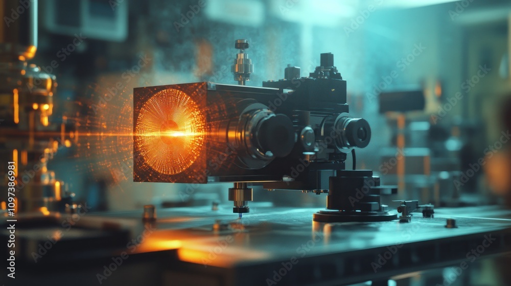 Fototapeta premium Simulating particle collisions in a physics lab, using a quantum computer to calculate the results