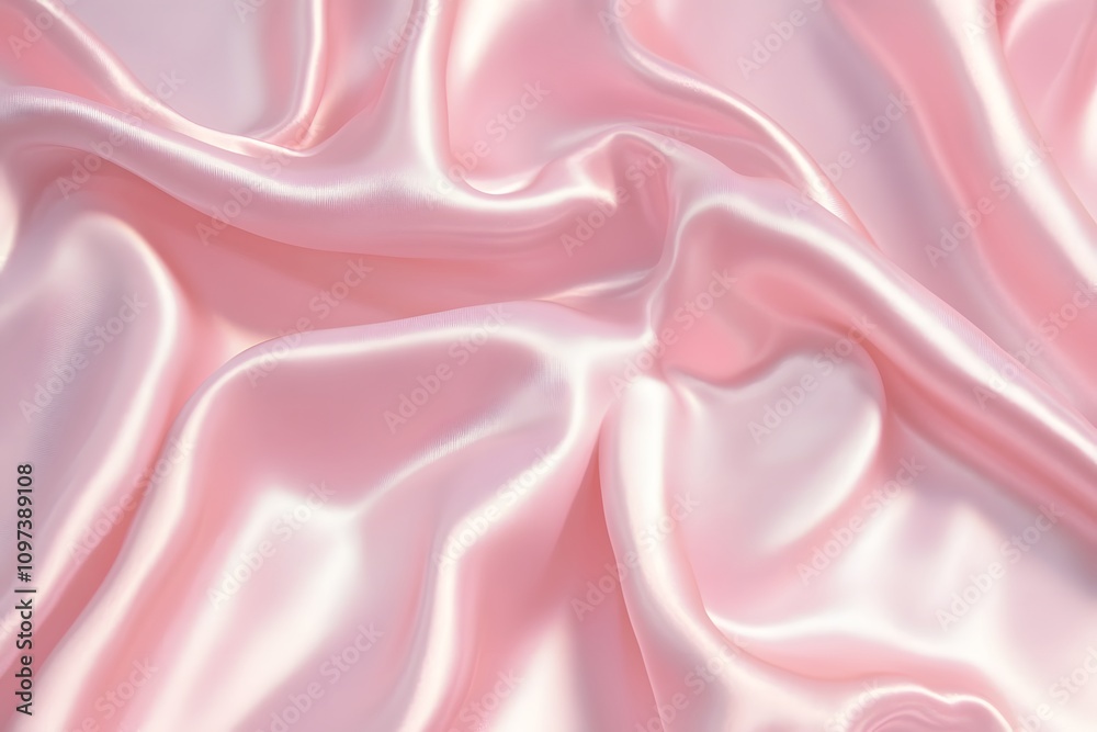 Fototapeta premium Soft pink satin fabric with elegant folds and a shiny surface.