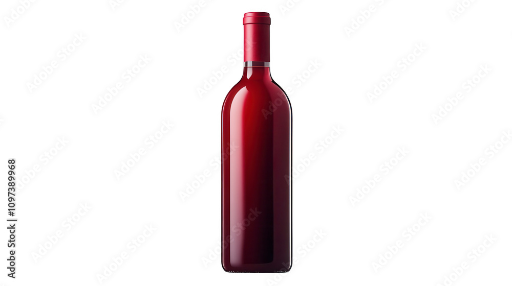 Red Wine Elegance, glass bottle with rich hue, sleek design, vibrant tone, empty label, minimalistic presentation Isolated on white background or PNG Red Wine Elegance, glass bottle with rich hue, sleek design, vibrant tone, empty label, minimalistic presentation Isolated on white background or PNG
