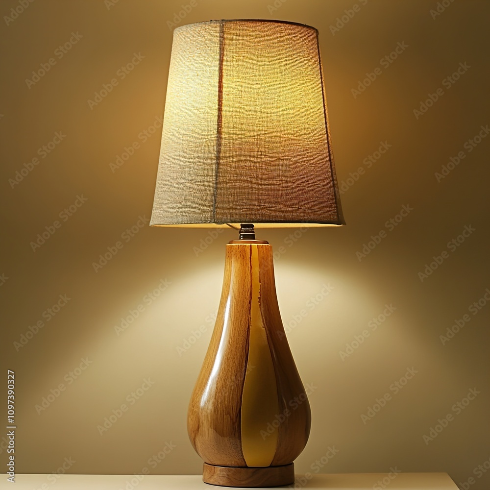 Illuminating Elegance: A Modern Wooden Table Lamp with Gold Accents Illuminating Elegance: A Modern Wooden Table Lamp with Gold Accents