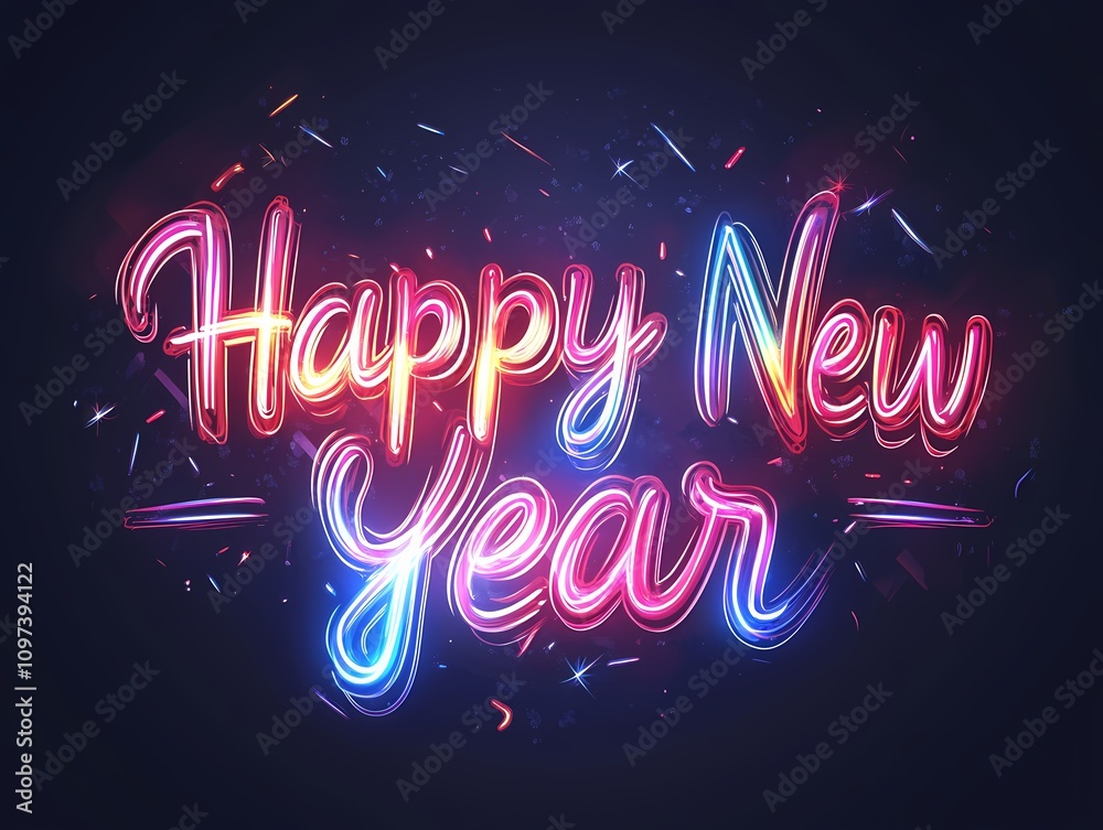 Happy new year text background trendy style