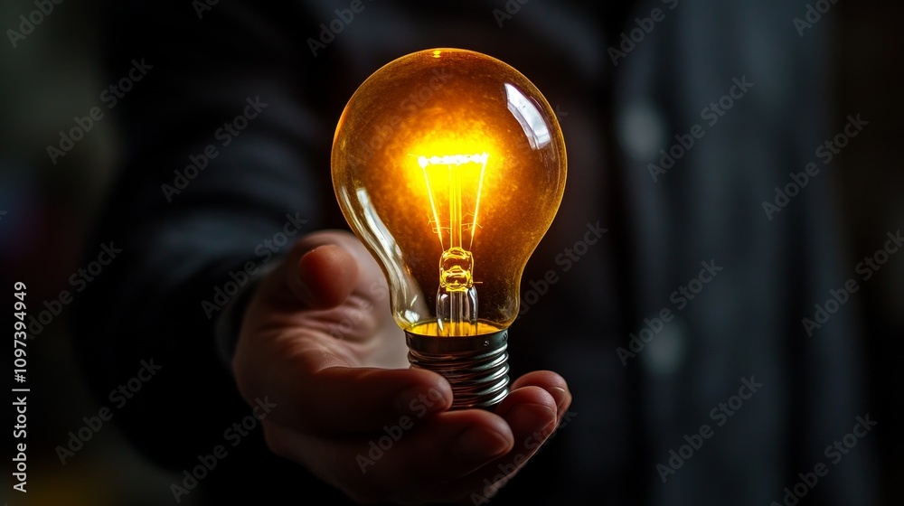 Businessman holding a glowing light bulb representing a new idea concept for innovative thinking and creative business ideas in the office with a blurred background and professional lighting. Businessman holding a glowing light bulb representing a new idea concept for innovative thinking and creative business ideas in the office with a blurred background and professional lighting.