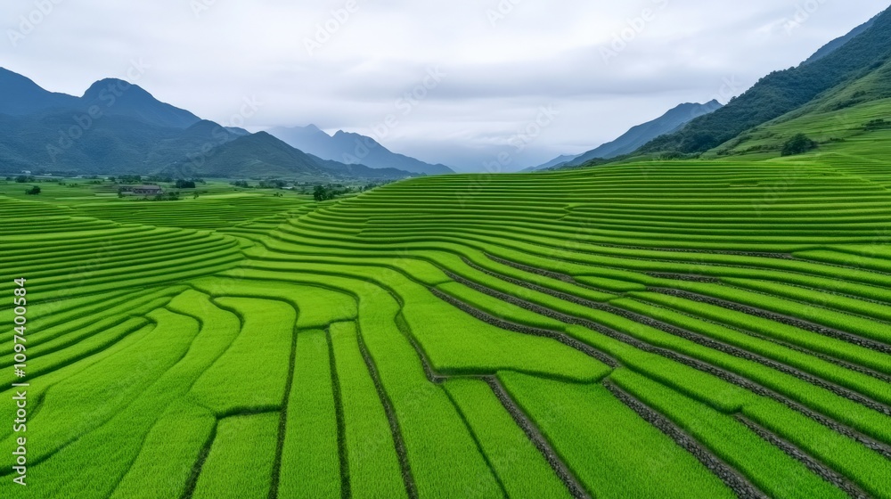 Tranquil Terraces: A breathtaking aerial view of verdant rice terraces cascading down a mountainside, creating a mesmerizing tapestry of nature's artistry. Tranquil Terraces: A breathtaking aerial view of verdant rice terraces cascading down a mountainside, creating a mesmerizing tapestry of nature's artistry.