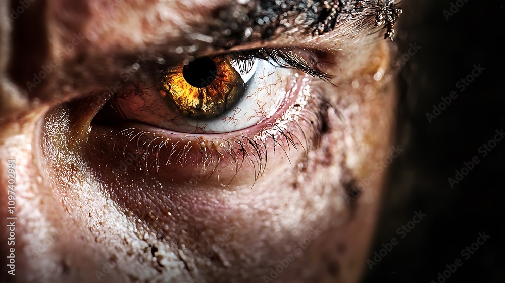 Obraz premium Intense Close-Up of a Human Eye with Unique Texture