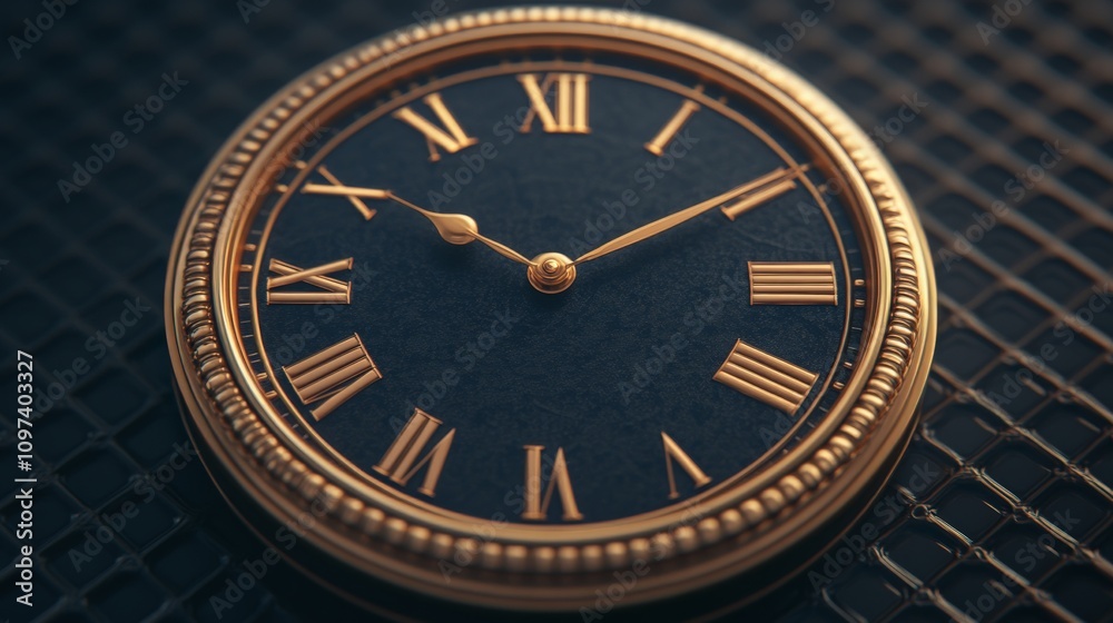 Timeless Elegance: A close-up of a classic watch face, showcasing the intricate details of its design. The deep blue dial and gold accents create a luxurious and sophisticated aesthetic. Timeless Elegance: A close-up of a classic watch face, showcasing the intricate details of its design. The deep blue dial and gold accents create a luxurious and sophisticated aesthetic.